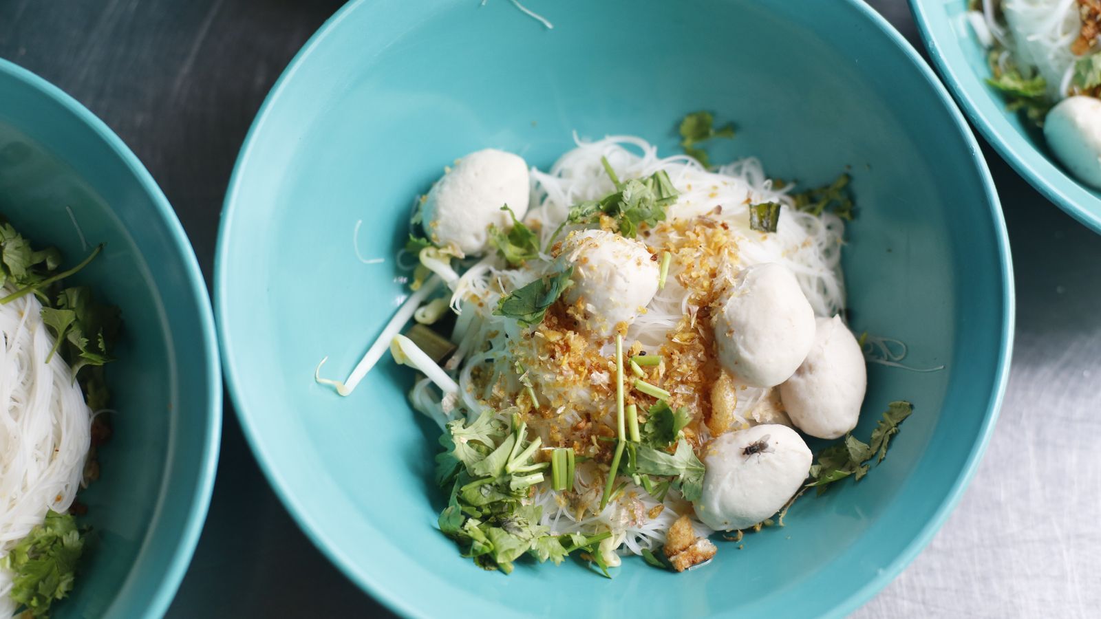A bowl of Guilin rice noodles with toppings